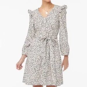 J. Crew Factory Animal Print Cotton Long Sleeve Dress